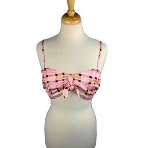 Top Shop Womens Crop Top Pink Check Spaghetti Strap Size 8 US NEW